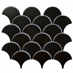 GẠCH MOSAIC MÀU ĐEN MHF09 (VẢY CÁ)